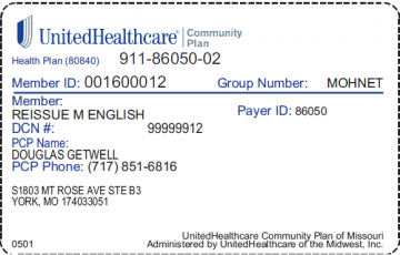 United Healthcare Sample Card