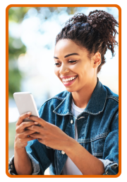 Woman looking at cell phone