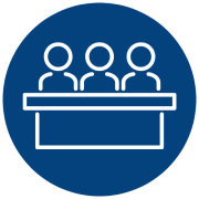 three people at a table